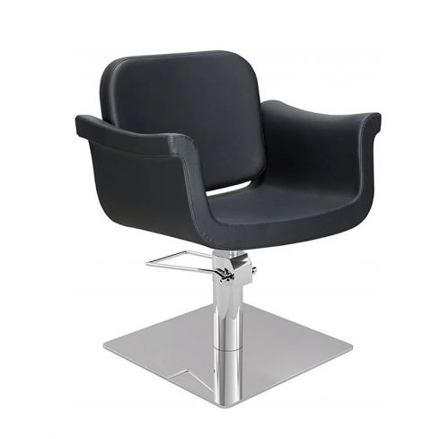 Sillón corte de Peluquería con base metálica y reposabrazos Modelo Hydra B - Base plateada a elegir