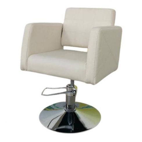 Sillón Corte de Peluquería hidráulico con reposabrazos Modelo LBH-73B - color blanco