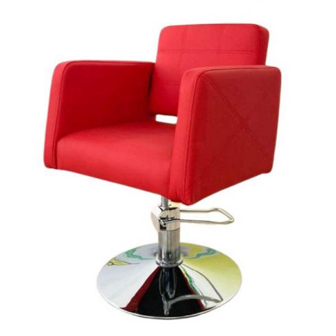 Sillón Corte de Peluquería hidráulico con reposabrazos Modelo LBH-73R - color rojo