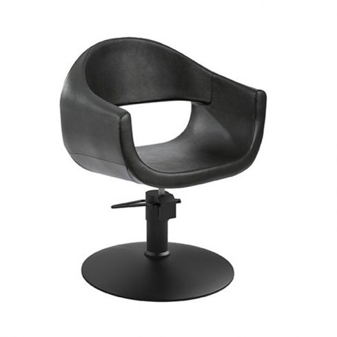 Sillón hidráulico de corte de linea curva con base cromada negra Modelo Glam