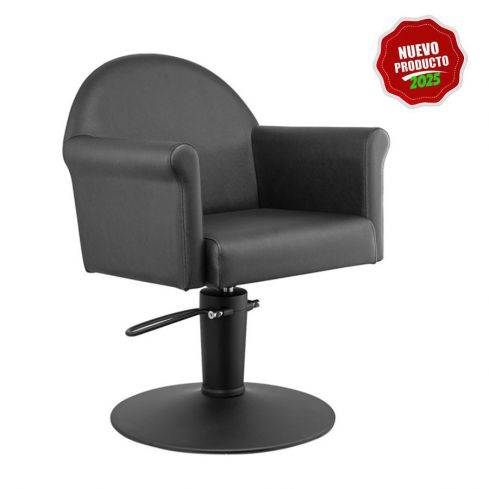 Sillón Corte de Peluquería con base redonda negra Modelo Echo Negro