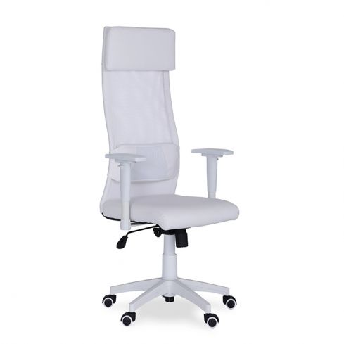 Sillón de Oficina hidráulico giratorio y basculante con ruedas Modelo Airflow - Color Blanco