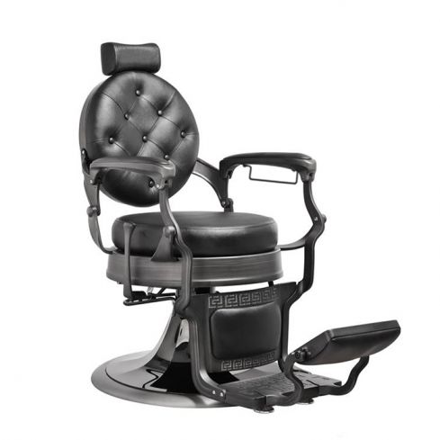 Sillón Clásico de Barbero hidráulico estilo Retro Vintage con reposapies integrado Modelo Larry Black Negro