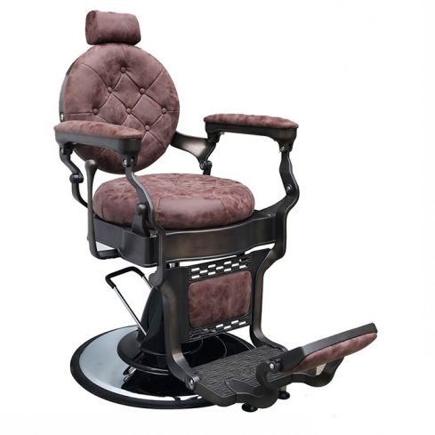 Sillón Clásico de Barbero hidráulico estilo Retro Vintage Modelo Olympo Marrón