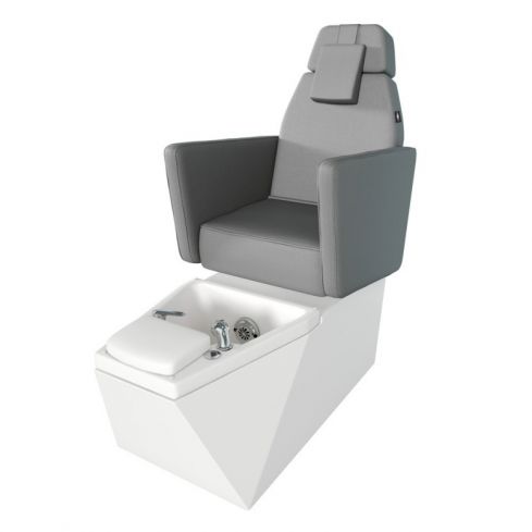 Sillón de Pedicura SPA tapizado en PU con Hidromasaje y Cromoterapia LED Modelo Fascino Gris