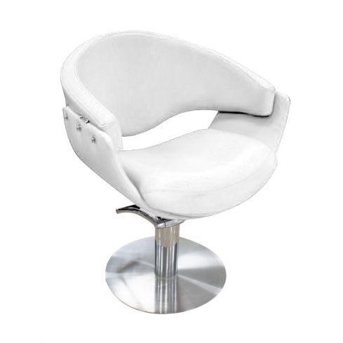 Sillón hidráulico de peluquería con base redonda Modelo Rever Blanco