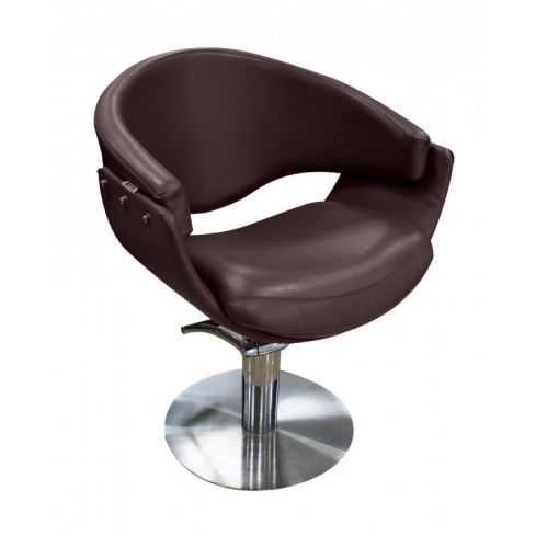 Sillón hidráulico de peluquería con base redonda Modelo Rever Chocolate