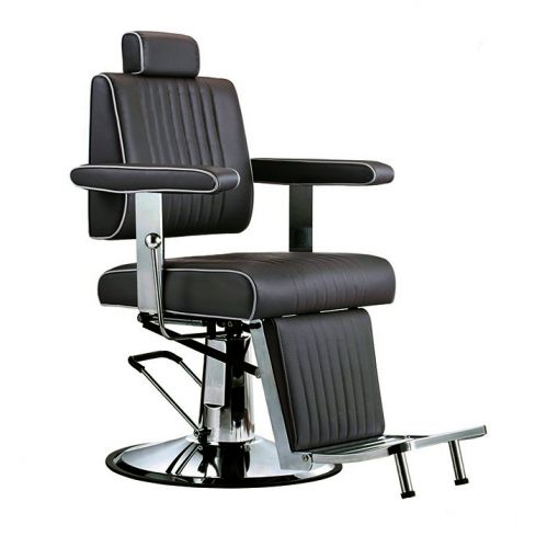 Sillón Barbero hidráulico reclinable y giratorio con reposabrazos Modelo Cut - Color Negro