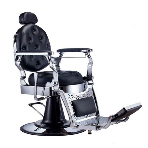 Sillón Clásico de Barbero hidráulico estilo Vintage con reposapies integrado Modelo Ancest Chrome