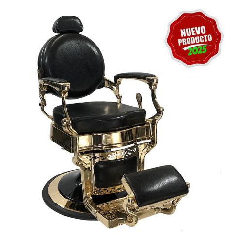 Sillón Clásico de Barbero hidráulico estilo Vintage con reposapies integrado Modelo Aurum