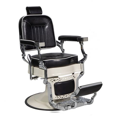 Sillón de Barbero estilo Vintage con reposapies integrado Modelo Dominus Negro