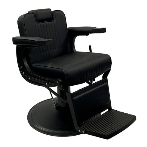 Sillón Barbero Vintage hidráulico reclinable y giratorio con reposabrazos Modelo Mamba Negro