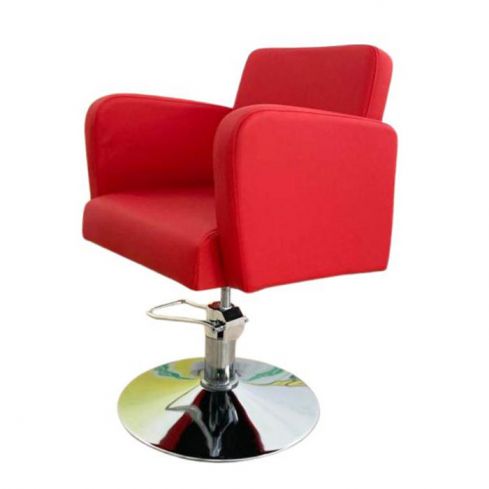 Sillón Corte de Peluquería hidráulico con reposabrazos Modelo LBH-27R - color rojo