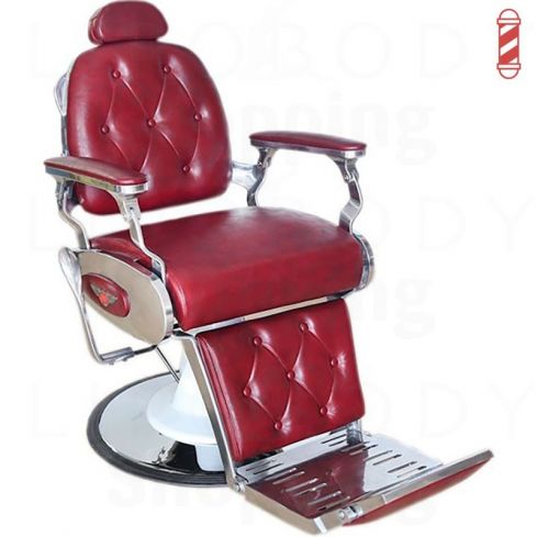 Sillón Barbero hidráulico reclinable y giratorio con reposabrazos Modelo Delta color Rojo