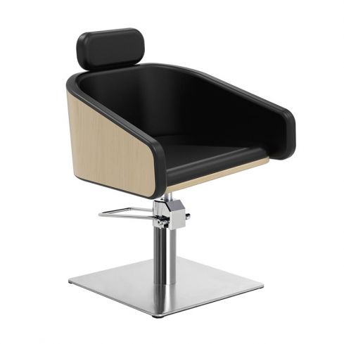 Sillón corte de Peluquería con base metálica y reposabrazos Modelo Alya B - Base plateada a elegir
