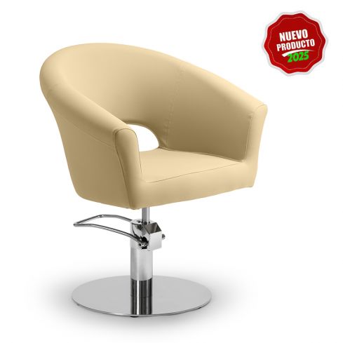 Sillón hidráulico de corte de linea curva con reposabrazos Modelo Arcel Cream