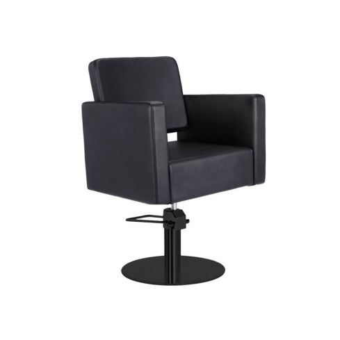 Sillón hidráulico de corte con base redonda negra y reposabrazos Modelo Dora BR