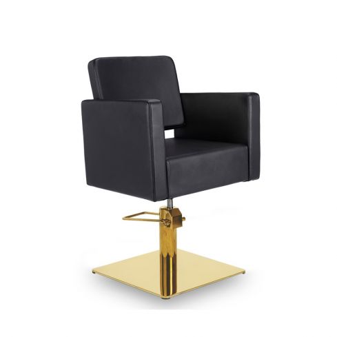 Sillón hidráulico de corte con base cuadrada dorada y reposabrazos Modelo Dora GS