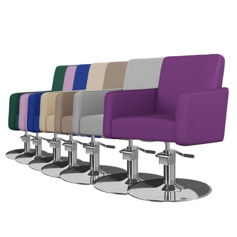 Sillón Corte de Peluquería con Reposabrazos Modelo Iris - Color y base personalizada