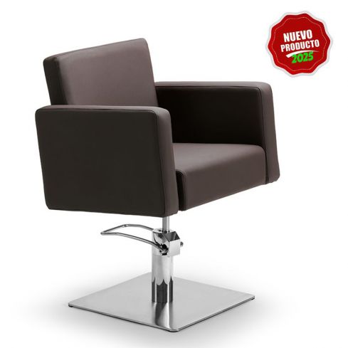 Sillón hidráulico de corte con base cuadrada y reposabrazos Modelo Lera Brown