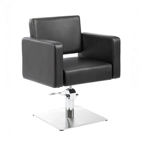 Sillón hidráulico de corte con base cuadrada y reposabrazos Modelo Lera Black