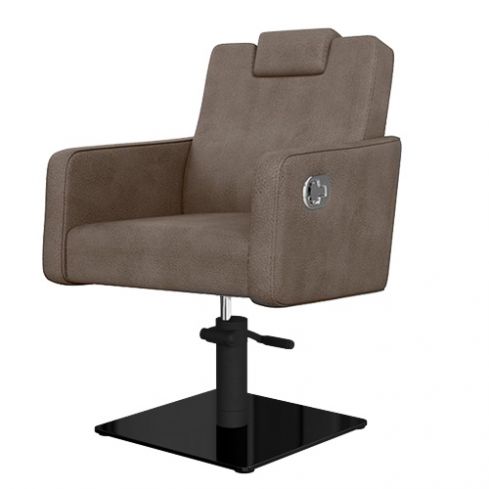 Sillón hidráulico de corte reclinable con cabezal Modelo Versa Plus Marrón grisáceo Liso - Base negra a elegir