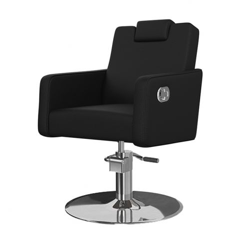 Sillón hidráulico de corte reclinable con cabezal Modelo Versa Plus Negro Mate Liso - Base a elegir