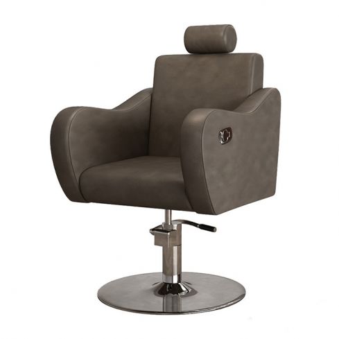Sillón Corte de Peluquería reclinable con cabezal Modelo Gala Marrón Grisáceo - Base a elegir