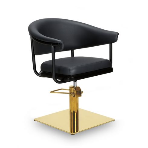 Sillón Corte de Peluquería Vintage con base metálica y reposabrazos Modelo Lyra B - Base dorada a elegir
