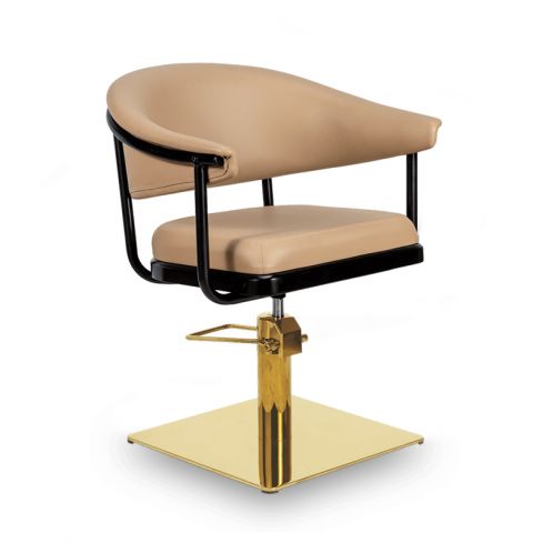 Sillón Corte de Peluquería Vintage con base metálica y reposabrazos Modelo Lyra BE - Base dorada a elegir