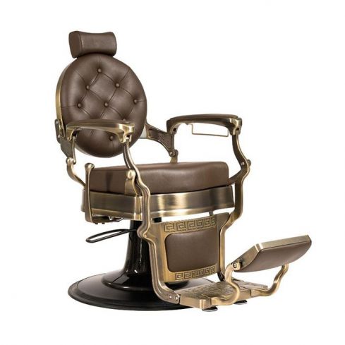 Sillón Clásico de Barbero hidráulico estilo Retro Vintage con reposapies integrado Modelo Buzz Bronce