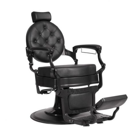 Sillón Clásico de Barbero hidráulico estilo Retro Vintage con reposapies integrado Modelo Buzz Black Negro