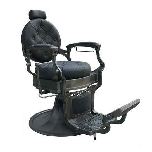 Sillón Clásico de Barbero hidráulico estilo Retro Vintage con reposapies integrado Modelo Clint 