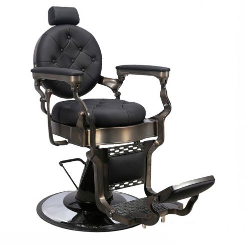 Sillón Clásico de Barbero hidráulico estilo Retro Vintage Modelo Olympo Negro