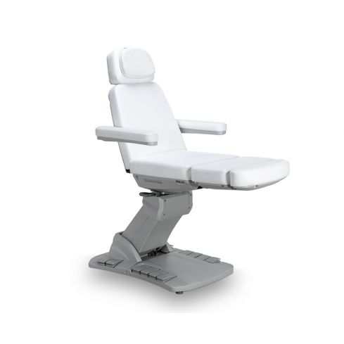 Camilla de Estética Gama Alta de 4 motores con botonera y pedales integrados Modelo Cygnus 4W Blanca