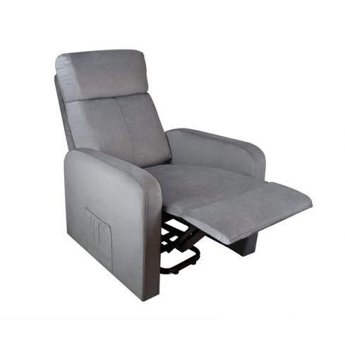 Sillón de Masaje Relax reclinable en Tela Terciopelo Modelo Royal - Color Gris