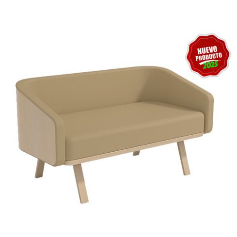 Sofá de espera de diseño para recepción 2 plazas con respaldo Modelo Minsk BE - Color Beige