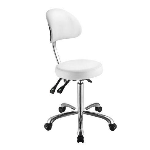 Taburete ergonómico con respaldo Modelo 1025B con 5 ruedas - color blanco