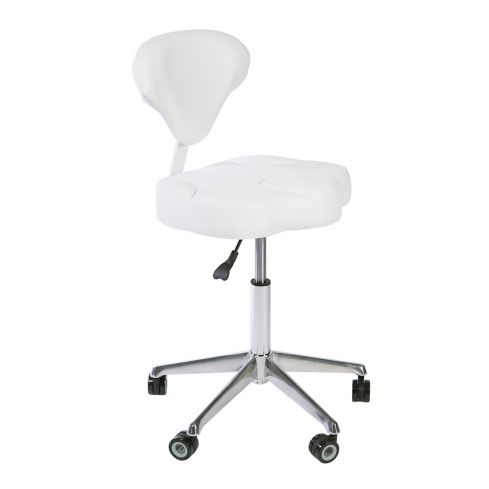 Taburete ergonómico regulable en altura con respaldo envolvente Modelo Opy Blanco