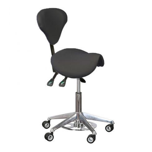 Taburete Pony ergonómico regulable en altura con respaldo envolvente Modelo Batri Adapt Gris oscuro