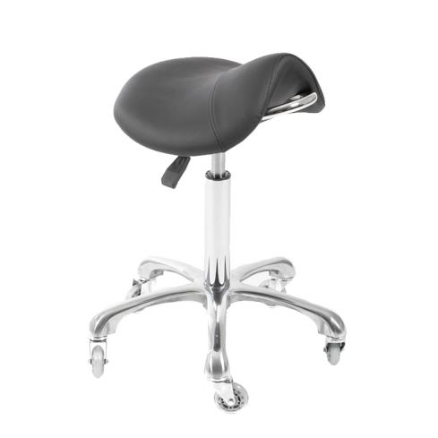 Taburete Pony ergonómico con base cromada Modelo Pomp Black