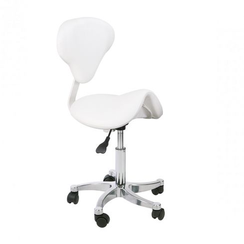 Taburete Pony ergonómico con Forma de silla de montar Modelo Vena Back Blanco