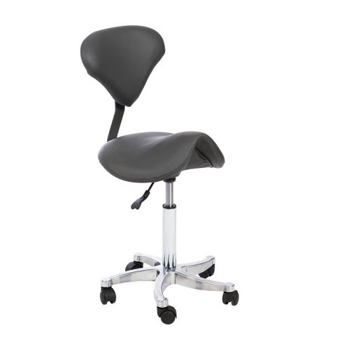 Taburete Pony ergonómico con Forma de silla de montar Modelo Vena Back Gris oscuro