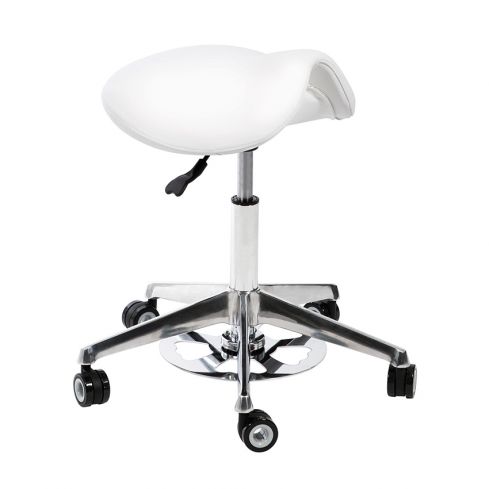 Taburete Pony ergonómico con Forma de silla de montar Modelo Vena Adapt Blanco