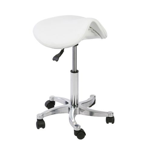 Taburete Pony ergonómico con Forma de silla de montar Modelo Vena Blanco