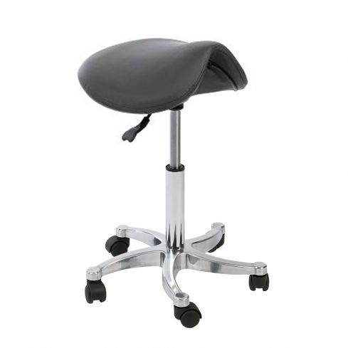 Taburete Pony ergonómico con Forma de silla de montar Modelo Vena Gris Oscuro