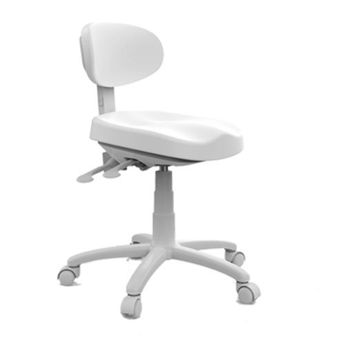 Taburete estética ergonómico regulable en altura e inclinación con respaldo envolvente Modelo Sun Blanco