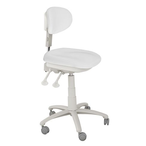 Taburete estética ergonómico regulable en altura con respaldo envolvente Modelo Sway Blanco