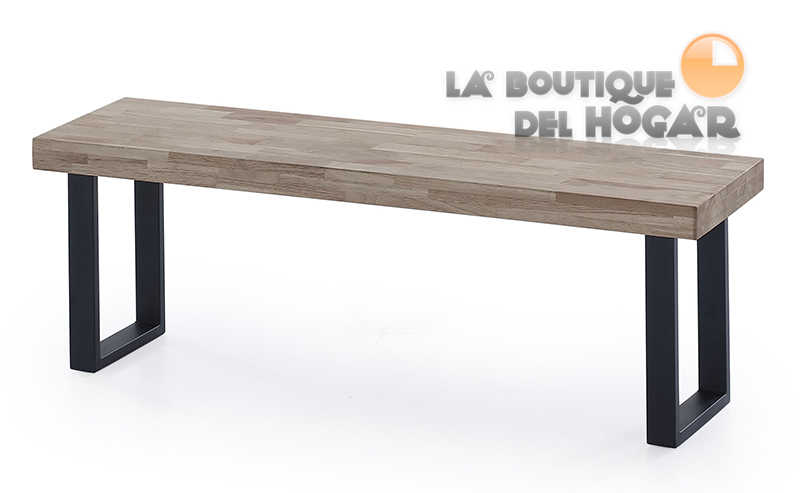 Mesa de comedor fija con patas metálicas y tablero de Roble Modelo Loft