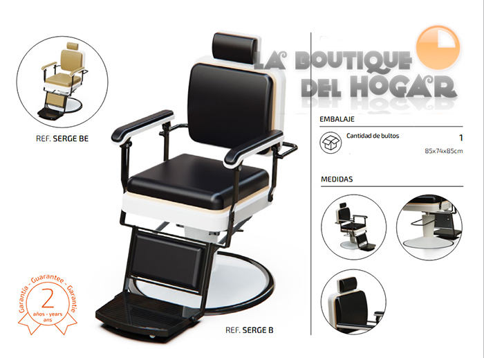 Sillón Clásico de Barbero hidráulico estilo Retro Vintage con reposapies integrado Modelo Serge BE